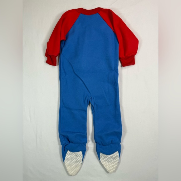 VINTAGE SESAME STREET Toddler Boys Fleece Footed Pajamas 1T Big Bird 80s Retro - Picture 7 of 10